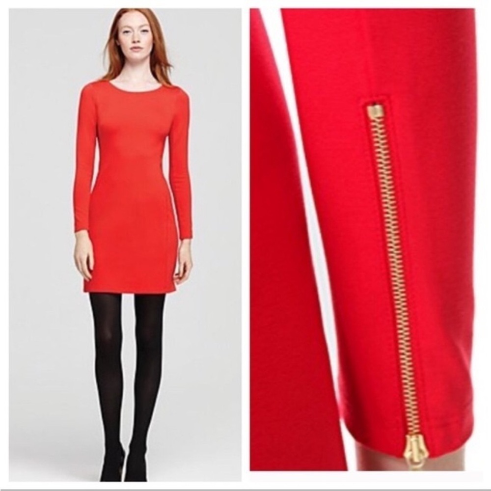 THEORY Kalion Pryor Sheath Bodycon Dress in Red
